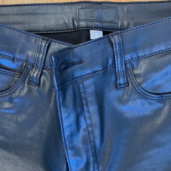 KUT FROM THE KLOTH CHARLIZE COATED BLACK DENIM HIGH RISE PANTS - Picture 2 of 4